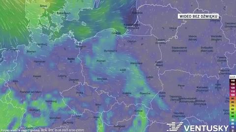 Prognozowane porywy wiatru w kolejnych dniach