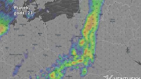 Opady w ciągu najbliższych pięciu dni (Ventusky.com) | wideo bez dźwięku