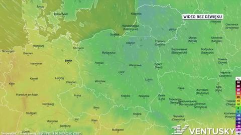 Prognozowana temperatura w dniach 18-22.05