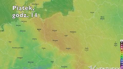 Temperatura w ciągu najbliższych pięciu dni (Ventusky.com) | wideo bez dźwięku