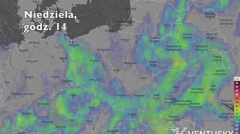 Prognozowane opady deszczu w kolejnych dniach (Ventusky.com) (wideo bez dźwięku)