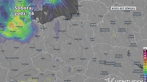 Prognozowane opady na najbliższe dni (Ventusky.com)