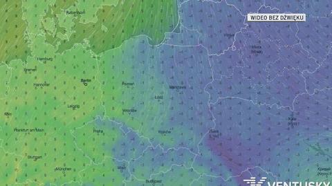 Prognozowana temperatura w ciągu kolejnych dni (Ventusky.com)