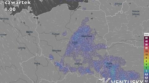 Wysokość opadów w Polsce (źródło: Ventusky)