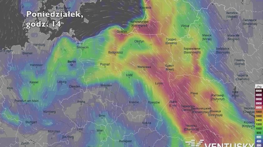 Potencjalny rozwój burz w ciągu najbliższych godzin (Ventusky.com) | wideo bez dźwięku