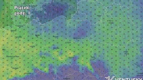 Porywy wiatru w najbliższych dniach (Ventusky.com) | wideo bez dźwięku
