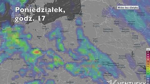 Opady deszczu w ciągu kolejnych pięciu dni (Ventusky.com | wideo bez dźwięku)