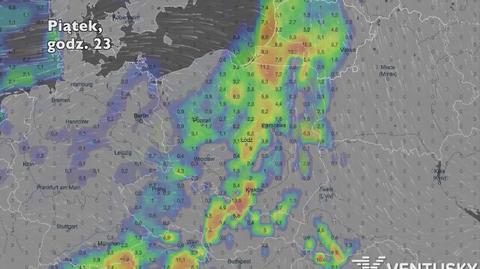 Opady w ciągu najbliższych pięciu dni (Ventusky.com) | wideo bez dźwięku