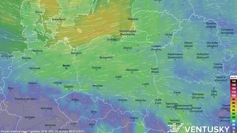 Prognozowane porywy wiatru w kolejnych dniach