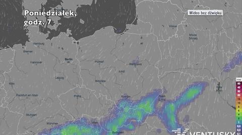 Prognozowane opady w następnych dniach (Ventusky.com)