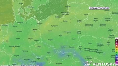 Prognozowana temperatura w dniach 21-25.04