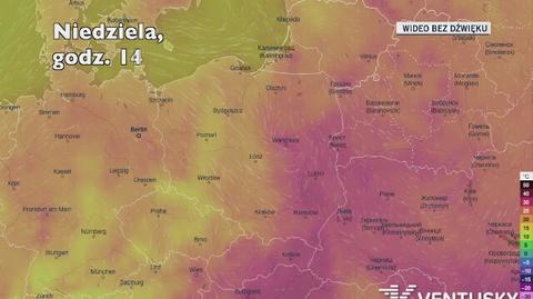 Temperatura w ciągu najbliższych dni (Ventusky.com)