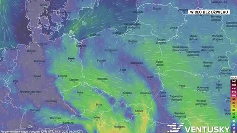 Prognozowane porywy wiatru na kolejne dni