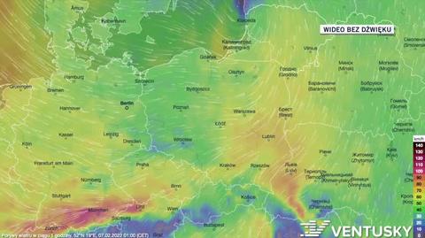 Prognozowane porywy wiatru na kolejne pięć dni