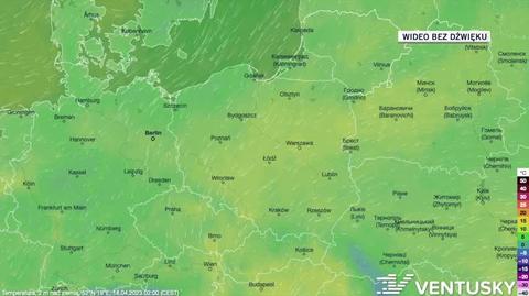 Prognozowana temperatura w dniach 18-22.04