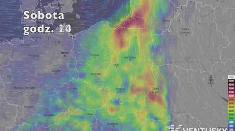Potencjalne burze w najbliższych dniach (ventusky.com | wideo bez dźwięku)