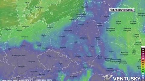 Prognozowane porywy wiatru w ciągu kolejnych dni