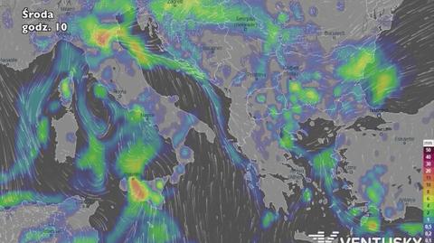 Prognozowane opady dla Europy Południowej od środy do piątku