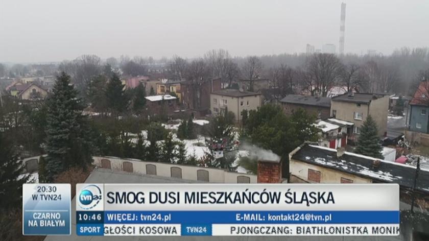 Dron "wącha" kominy w Katowicach