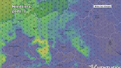 Prognozowane porywy wiatru w kolejnych dniach