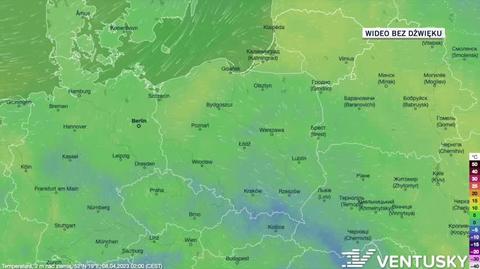 Prognozowana temperatura w dniach 8-12.04