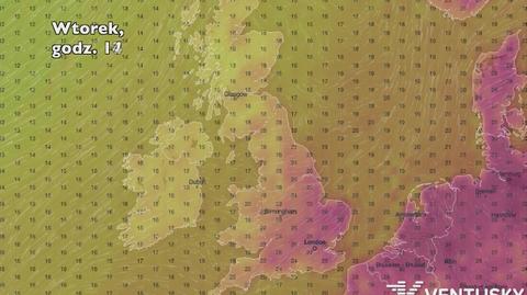 Temperatura w Wielkiej Brytanii w ciągu najbliższych dni (Ventusky.com) | wideo bez dźwięku