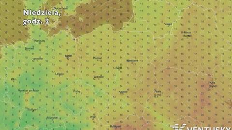 Temperatura w ciągu najbliższych pięciu dni (Ventusky.com) | wideo bez dźwięku