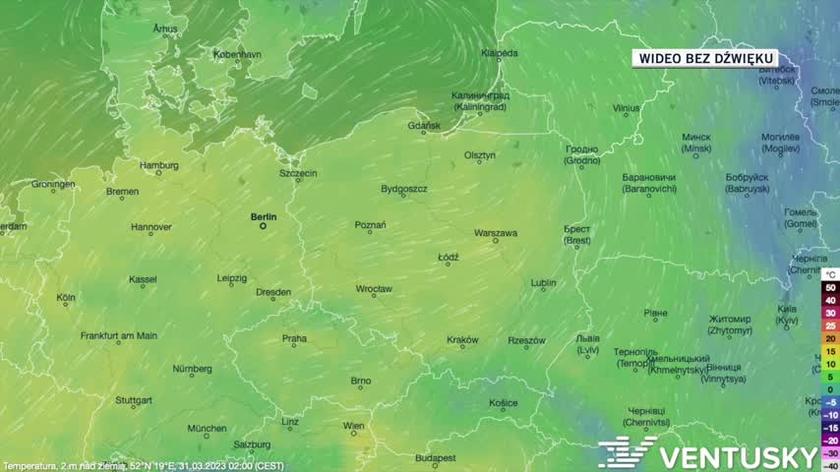 Prognozowana temperatura w dniach 31.03-4.04