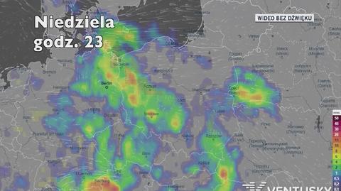 Prognozowane opady w najbliższych dniach (Ventusky.com)