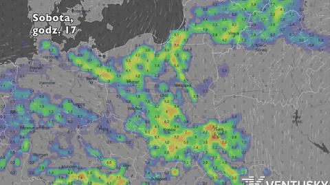 Opady deszczu w ciągu najbliższych pięciu dni (Ventusky.com) | wideo bez dźwięku