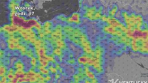 Potencjalny rozwój burz we środę (Ventusky.com) | wideo bez dźwięku
