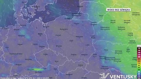 Prognoza porywów wiatru w dniach 13-17.11