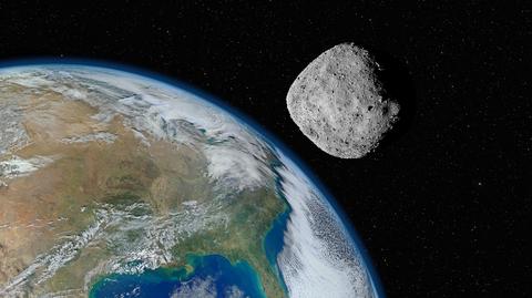 Wizualizacja przelotu asteroidy Apophis obok Ziemi 13 kwietnia 2029 (NASA/JPL-Caltech)
