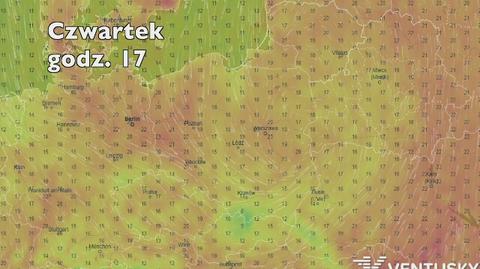 Prognozowana temperatura w najbliższych dniach (Ventusky.com)
