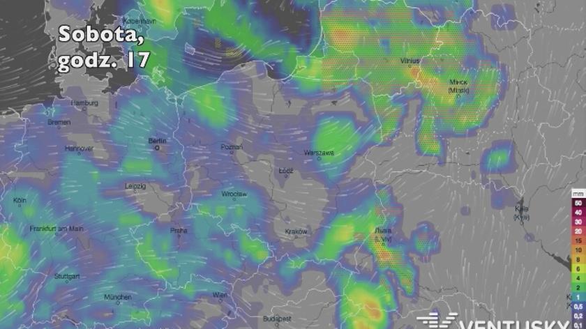 Opady deszczu w ciągu kolejnych pięciu dniu (Ventusky.com | wideo bez dźwięku)