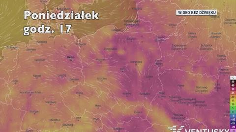 Temperatura w ciągu kolejnych pięciu dni (Ventusky.com)