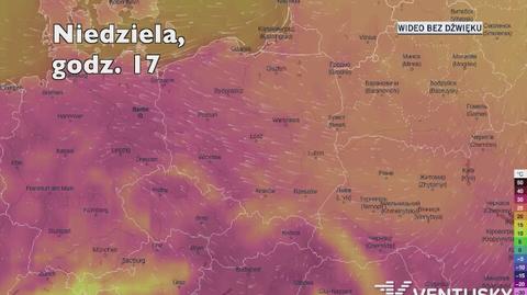 Temperatura w ciągu kolejnych pięciu dni (Ventusky.com | wideo bez dźwięku)