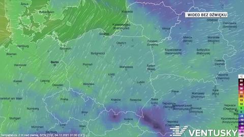 Prognozowana temperatura w dniach 4-8.12