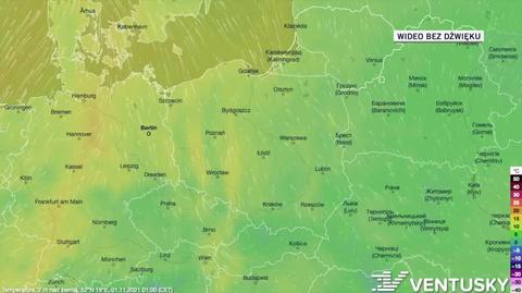 Prognozowana temperatura w dniach 1-5.11