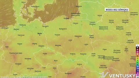 Prognoza temperatur w dniach 31.08-04.09