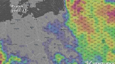 Potencjalny rozwój burz w ciągu najbliższych pięciu dni (Ventusky.com) | wideo bez dźwięku