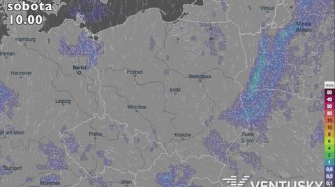 Opady atmosferyczne w Polsce (źródło: Ventusky)