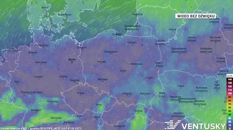 Prognozowane porywy wiatru w dniach 8-12.02