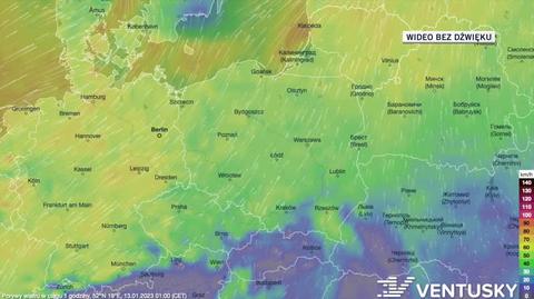 Prognozowane porywy wiatru w kolejnych dniach