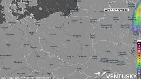 Prognozowane opady w najbliższych dnia 