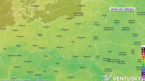 Prognozowana temperatura w dniach 11-13.11