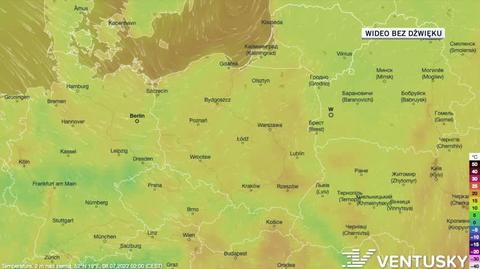 Prognoza temperatur w dniach 08-12.07