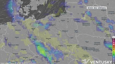 Prognozowane opady w dniach 8-12.04