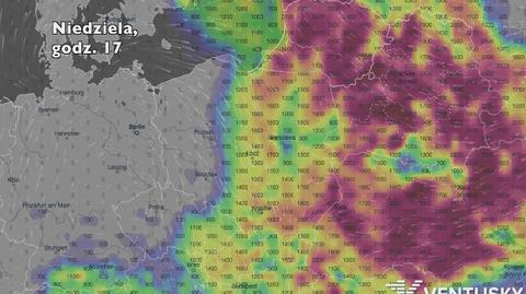 Potencjalny rozwój burz w ciągu najbliższych dni (Ventusky.com) | wideo z dźwiękiem