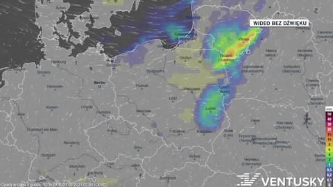 Prognozowane opady w ciągu kolejnych dni 20-08 (Ventusky)